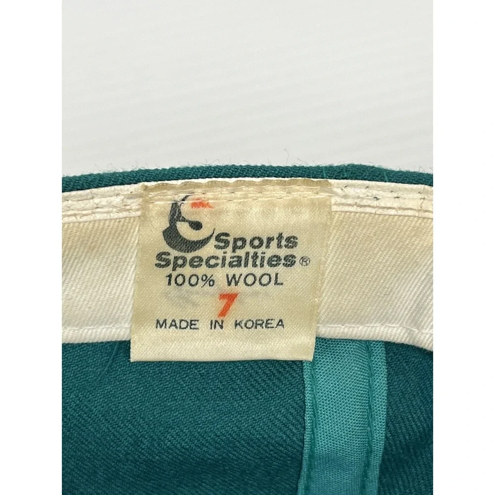Vtg 90's Miami Dolphins Script Hat Sports Specialties 100% Wool Fitted Size 7